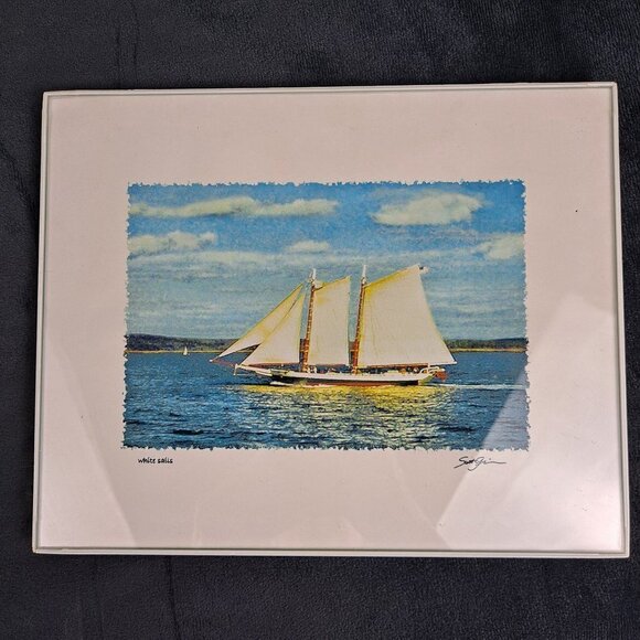 Scott Griswold Other - "White Sails" Print White Frame Signed by Artist Scott Griswold